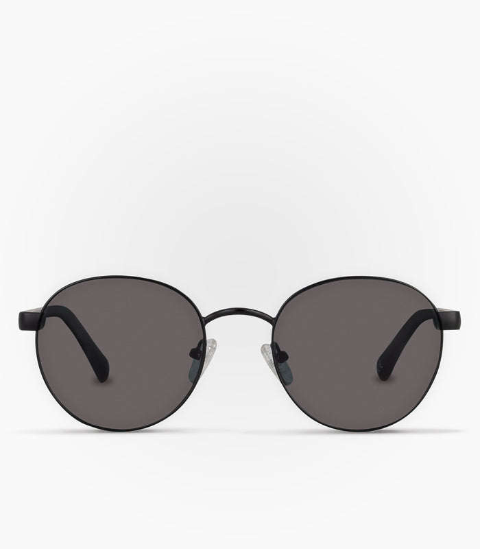 Black Oversized Metal Round Tinted Sunglasses with Medium Gray Sunwear  Lenses - Cosmos